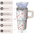thumbnail image 3 of 20OZ Flamingo Themed Insulated Tumbler Stainless Steel with Handle Coffee Mug Cup BPA Free Sweat Proof Ideal for Commute Office Gifts for Women Girls on Birthday Christmas Summer, 3 of 6