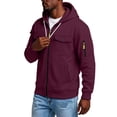 thumbnail image 4 of Chiccall Mens Fleece Hoodie Cargo Long Sleeve Full Zip Drawstring Hooded Sweatshirts Casual Loose Fit Athletic Jacket with Multi Pockets, 4 of 6