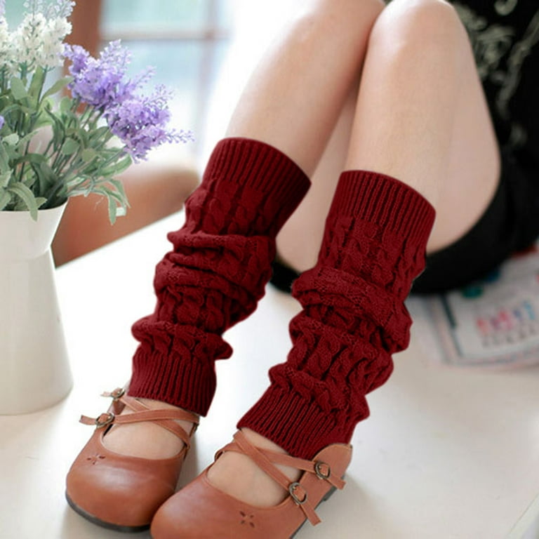 Dadaria Leg Warmers for Women 80s Fashion Women Winter Warm Leg Warmers  Knitted Crochet Long Socks Wine 40cm-43cm,Women