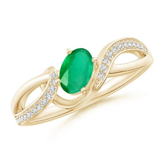 Oval Shape Green Emerald CZ Diamond Band Ring Women 925 Sterling Silver Yellow Gold Plated May Birthstone Mothers Day Women Gift Gemstone Jewelry