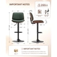 thumbnail image 6 of EOP Modern Upholstered Barstools Set of 2, Adjustable Height Counter Stools with Bentwood, Faux Leather Swivel Bar Stools with Metal Frame, Green, 6 of 7
