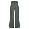 thumbnail image 4 of FAKKDUK Linen Pants Women Summer 2023 Casual Loose Drawstring Elastic High Waist Comfy Trousers Straight Leg Long Pant with Pocket, M&Army Green, 4 of 6