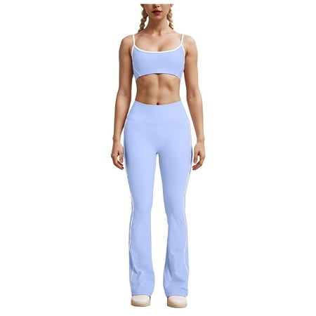 Juosiy Women Fashion Casual Yoga 10 Pieces Workout Sets High Waisted Leggings Seamless Sports Bra Outfits