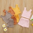 thumbnail image 4 of MHZLDYZ Girls Clothing Children's Set Summer New Sleeveless Tank Top Solid Color Shorts Two Piece Set Party Birthday School Shirts for Girls 10-12 Girls 10-12 Summer Outfits (Orange,90), 4 of 5