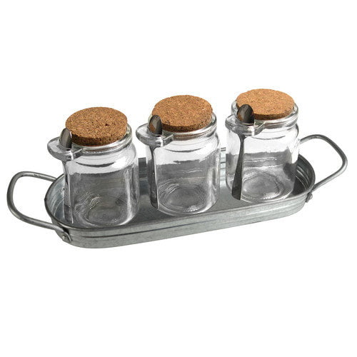 4 Sets Acrylic Condiment Jar with Lid Spoon Dispenser 6 oz Clear JW 
