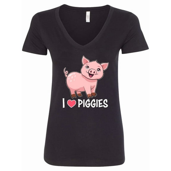 Inktastic I Love Piggies Cute Pig Women's V-Neck T-Shirt