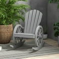 thumbnail image 2 of Spaco Wooden Rocking Chair, Adirondack Rocker Chair withSlatted Design and Oversized Back, Rocking Chair with Wagon Wheel Armrest for Outdoor as Backyard, Lawn, Garden, Gray, 2 of 11