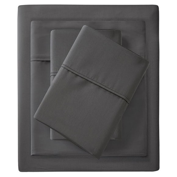 Madison Park Contemporary Cotton Polyester Solid Sheet Set in Charcoal
