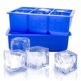 thumbnail image 1 of Bandeja para cubitos de hielo Kitch, tamaño grande, silicona, paquete de 2 unidades, color azul cobalto, 1 of 5