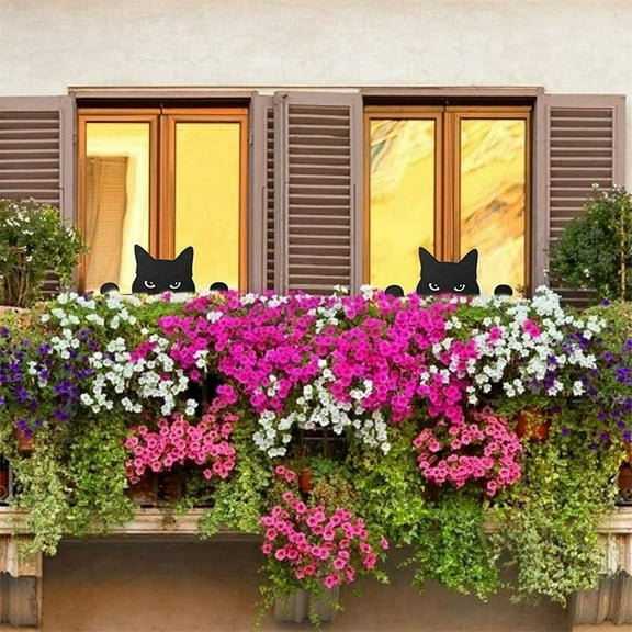 Wood Yard Art Decor Garden Cat Statue, Cat Statue Decoration Outdoor Garden Ornaments Silhouette Dec Black wooden