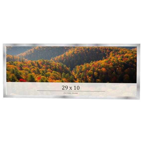 29x10 Frame Silver Real Wood Picture Frame Width 0.75 inches | Interior Frame Depth 0.5 inches |