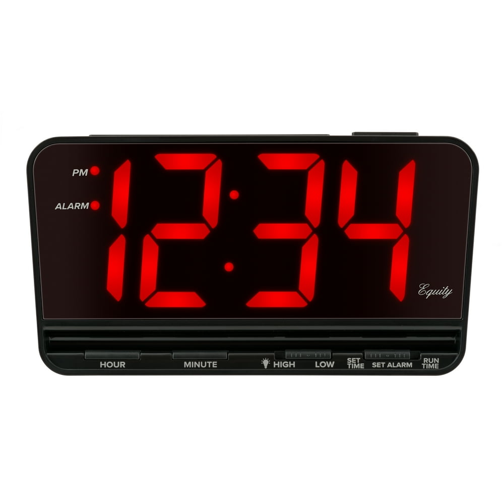 Equity by La Crosse 30402 ExtraLarge 3 In. Red LED Electric Alarm Clock with High/Low settings