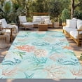 thumbnail image 2 of Teal Red Coastal Outdoor Rug for Patio/Deck/Porch, Non-Slip Large Area Rug 6 x 9 Ft, Nautical Seahorse Beach Coral Starfish Indoor Outdoor Rugs Washable Area Rugs, Camping Rug Carpet Runner, 2 of 8