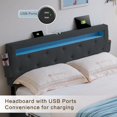 thumbnail image 2 of Miniyam Upholstered Full Size Bed with USB Charging Station, LED Lights, Storage Drawers, Dark Gray, 2 of 7