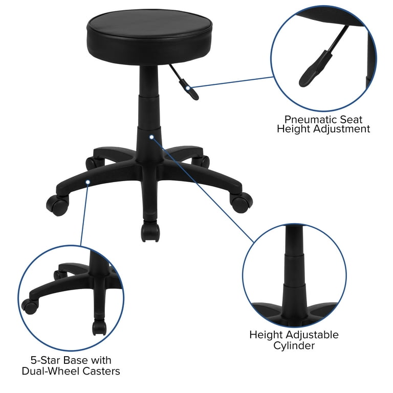 Flash Furniture Baker Black Adjustable Work Height Chair, Rolling