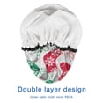 thumbnail image 4 of Shower Caps,Christmas Stocking Pattern Waterproof Shower Cap for Women 4 Pieces,Double Reusable Hair Cover for Shower PEVA Elastic Stretch Hem, 4 of 7