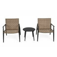 thumbnail image 2 of Christopher Knight Home Minimalist 3-Piece Outdoor Bistro Set, PE Rattan Chairs with Round Glass Table, Black+Brown, 2 of 13