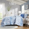 thumbnail image 5 of Full/Queen Floral Striped Comforter Set - 5-Piece Microfiber Bedding Set with 2 Shams & Throw Pillows, Oeko-Tex Certified, 5 of 21
