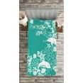 thumbnail image 3 of Ambesonne Fish Quilted Bedspread Set 2 Pcs, Dolphins and Flowers, Twin Size, Sea Green White, 3 of 3