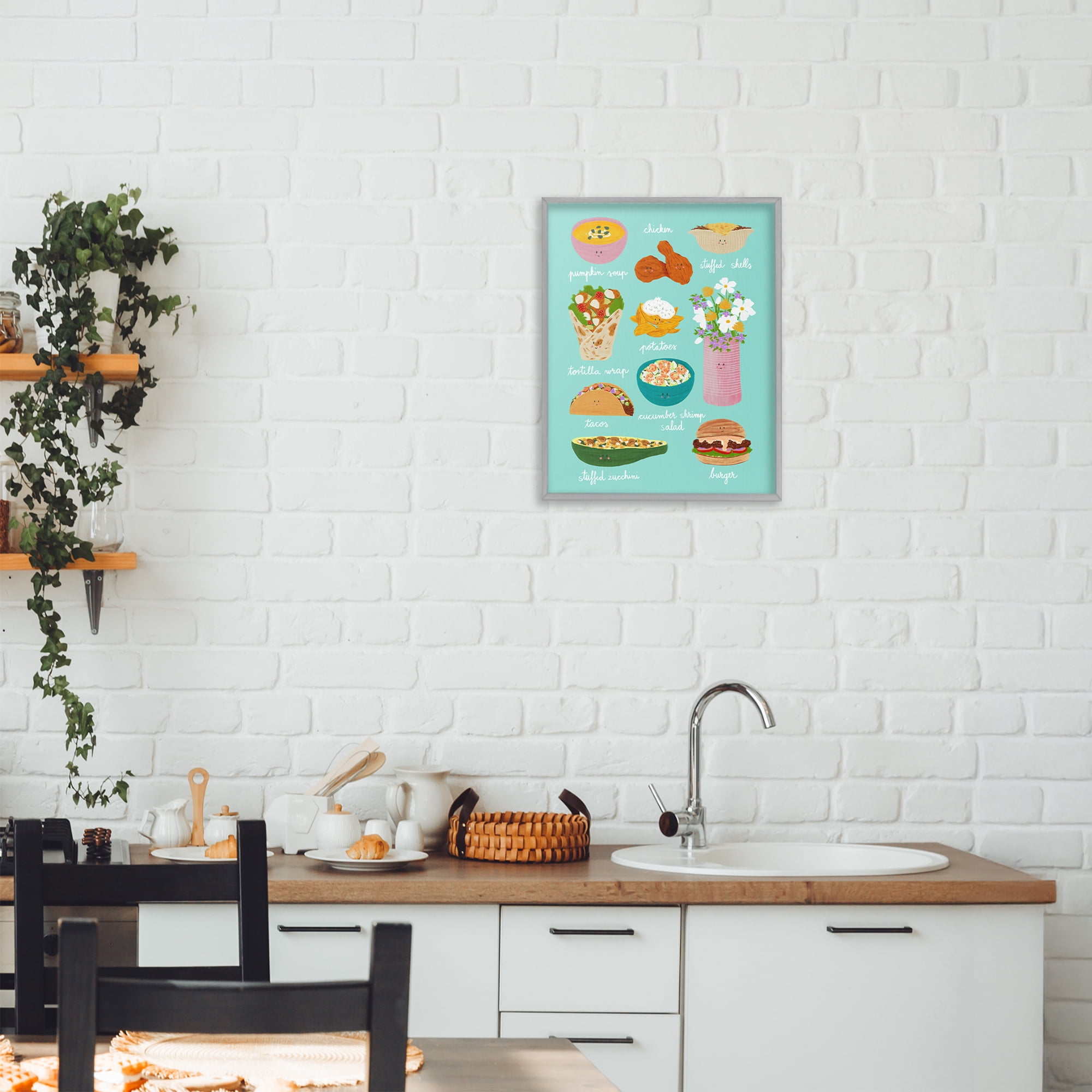 Stupell Industries Gourmet Lunch Food Collection Gray Framed Giclee Art, design by Metka Hiti