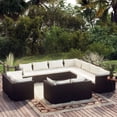 thumbnail image 1 of vidaXL 11 Piece Garden Lounge Set with Cushions Black Poly Rattan, 1 of 5