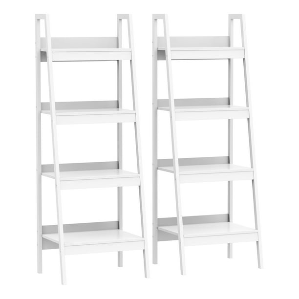HOMCOM Set of 2, 4 Tier Ladder Shelf Bookcase, Multifunctional Display ...