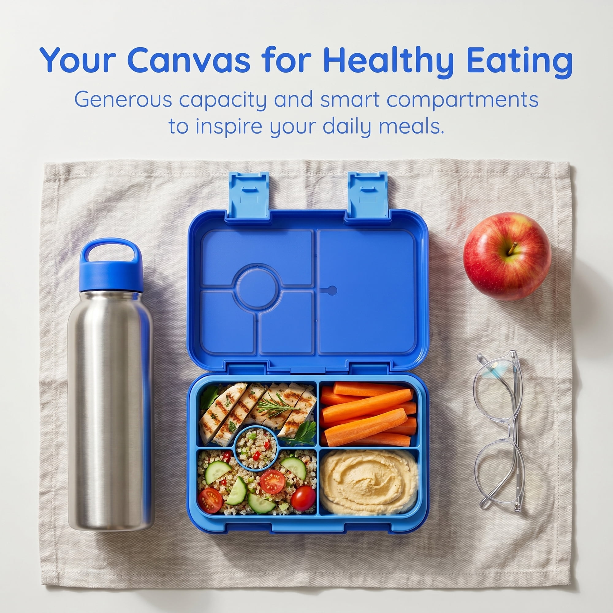 Unique Bargains PP Material Heat Resistant Meal Lunch Bento Box Blue