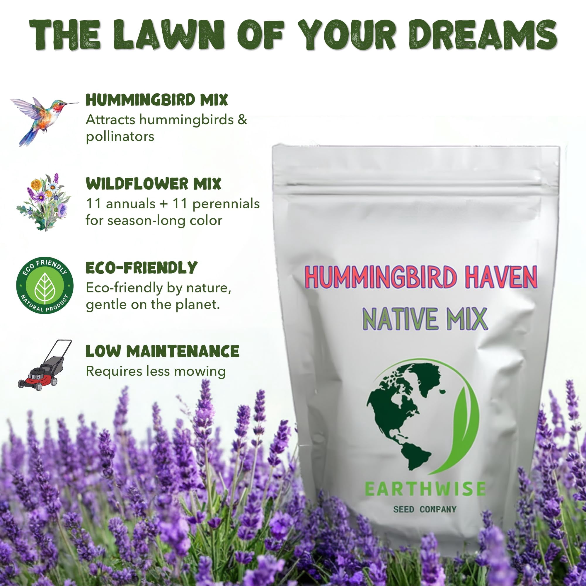 Earthwise Hummingbird Haven Flower Seed Mix, Attracts Hummingbirds, 1lb, Covers 2400 sq ft