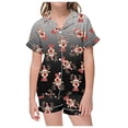 thumbnail image 2 of Hpapadks Kids Pajamas Boys Kids Christmas Button Down Short Sleeve Shorts Pajama Set Pjs for Girls Black 2-3 Years, 2 of 4