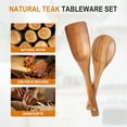 thumbnail image 3 of ACMETOP Wooden Cooking Utensils Set – 2 Pcs Teak Wood Spoons for Nonstick Cookware, Including Rice Scooper & Soup Ladle – Heat Resistant & BPA-Free, 3 of 9