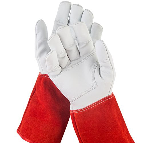 Size Medium Puncture Resistant with Extra Long Forearm Protection and Reinforced Palms and Fingertips NoCry Long Leather Gardening Gloves 