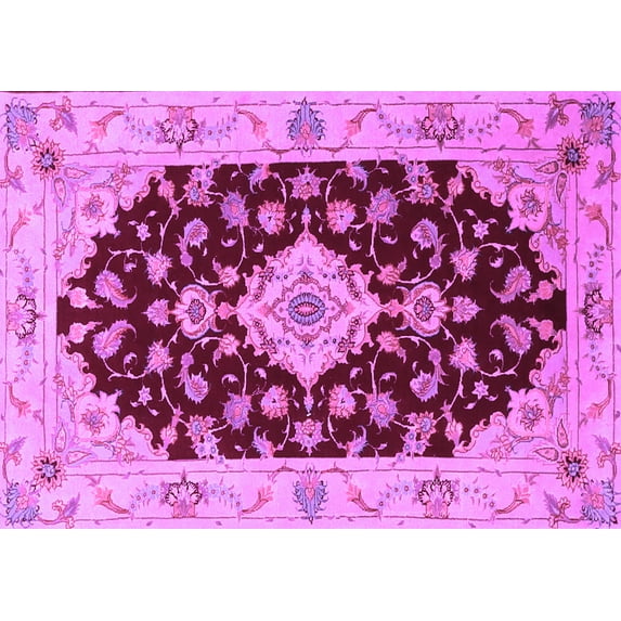 Ahgly Company Indoor Rectangle Medallion Purple Traditional Area Rugs, 8' x 10'