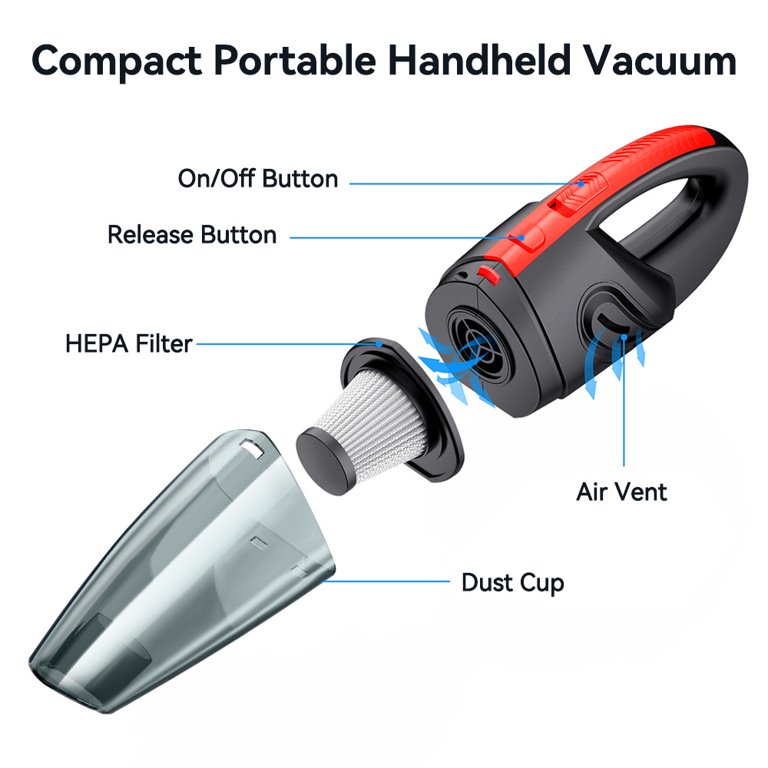 Andeman Handheld Vacuum Cleaner Cordless Car Vacuum Cleaner Portable Handheld  Vacuum 120W 5500Pa Suction Handheld Hoover for Use of Car, Home & Office :  : Home & Kitchen