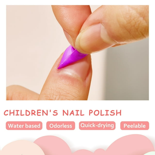 Esmalte de uñas para niños, sin hornear, a base de agua, despegable, para el cuidado de las uñas.