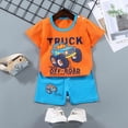 thumbnail image 2 of NIEWTR Toddler Kids Baby Boy Summer Clothes Sets 1T 2T 3T 4T 5T Print Short Sleeve Tops Shorts Outfits（Orange,12-18 Months), 2 of 4