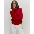 thumbnail image 2 of Women'S Basic Crewneck Sweater Long Sleeve Round Neck Pullover Red S, 2 of 7