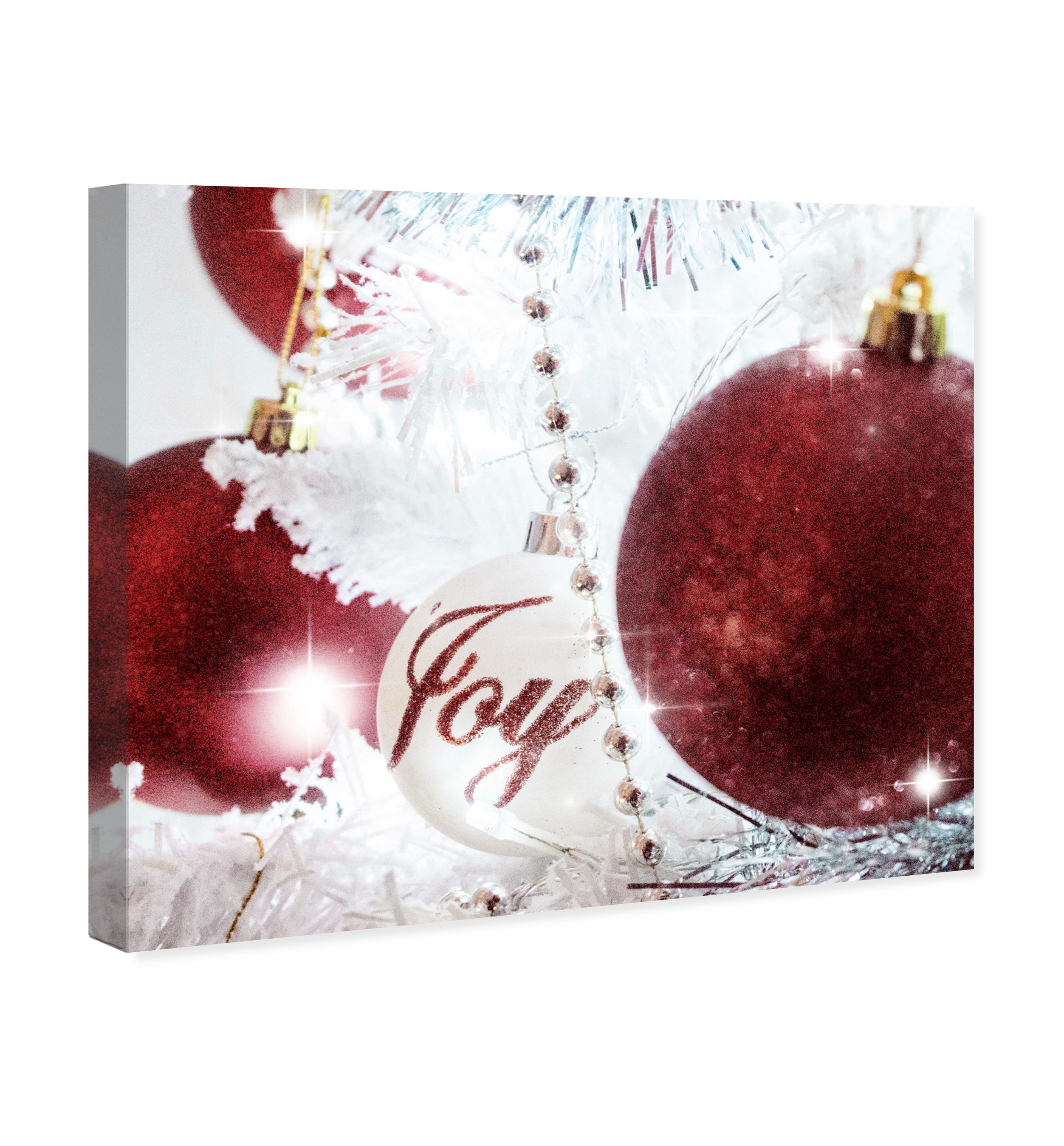 Wynwood Studio Holiday and Seasonal Wall Art Canvas Prints 'Christmas Ornaments' Christmas Home Décor - Red, White, 24" x 20"
