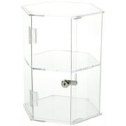 Plymor Clear Acrylic Hexagonal Locking Display Case, 1 Shelf, 12" H x 9.5" W x 8.25" D