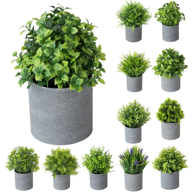 Cheer.US Mini Artificial Plants Fake Plants Faux Green Bonsai Potted