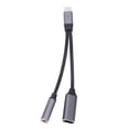 thumbnail image 2 of USB C Male To USB C Female Adapter, USB C To 3.5mm Sound Adapter Easy To Use 2 in 1 Support 100W PD Clear Sound Quality  for Study Work Life Grey,White, 2 of 7