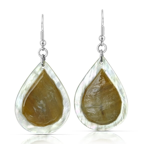 Vibrant Two-Tone Mother of Pearl Shell Rain Droplets Earrings