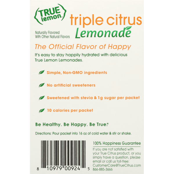 True Lemon Drink Mix, Triple Citrus Lemonade, 0.11 oz – Pack of 10 (3-Pack Bundle)