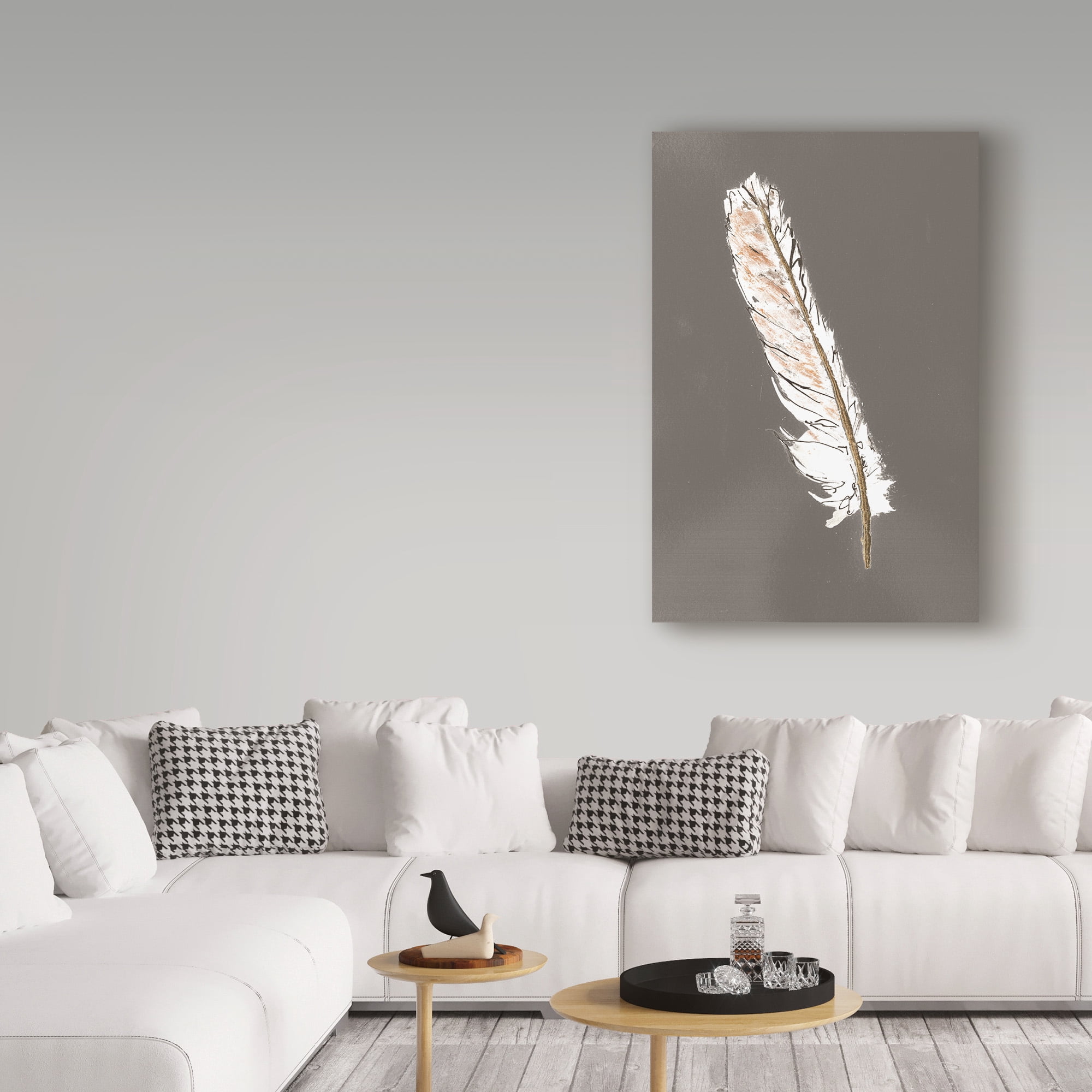 Trademark Fine Art 'Gold Feathers II on Grey' Canvas Art by Chris Paschke