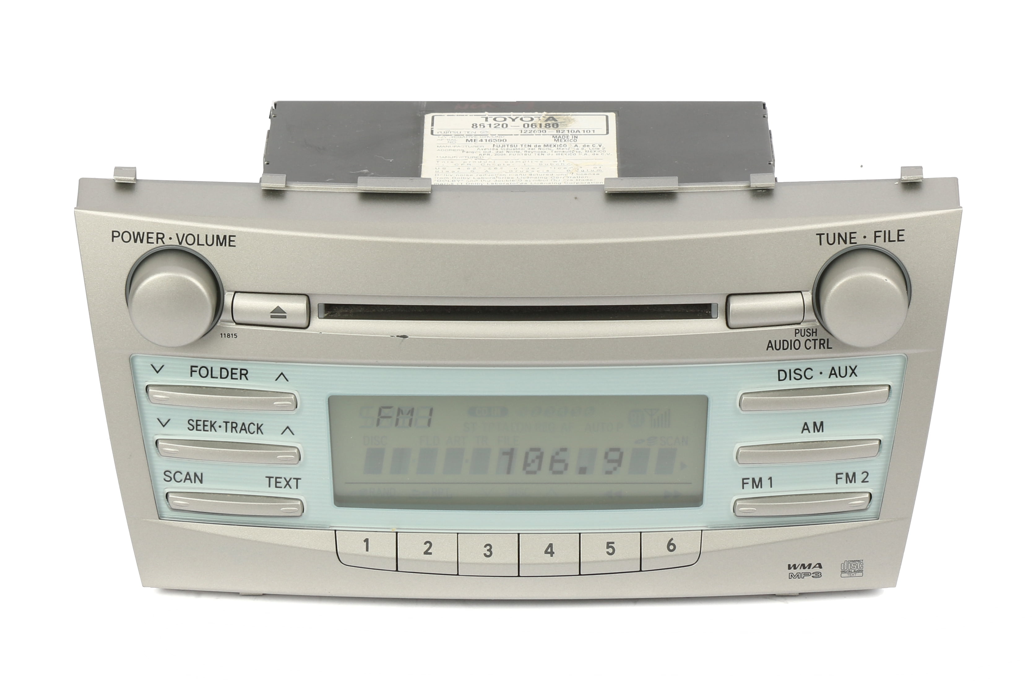 Restored 2007 Toyota Camry AM FM Radio CD MP3 Part Number 86120-06180 Face 11815 OEM (Refurbished)