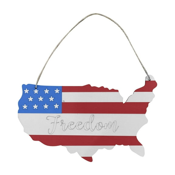 BSJJY Flags of Valor American Flag Christmas Ornament, Red White and Blue Wood Ornament with Gift Box, Patriotic Decor for Tree, Fourth of July, Independence Day