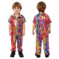 thumbnail image 7 of Kiijoy Little Boys Shiny Metallic Short Sleeve Shirt Pants Outfits for Stage Performance, 7 of 7
