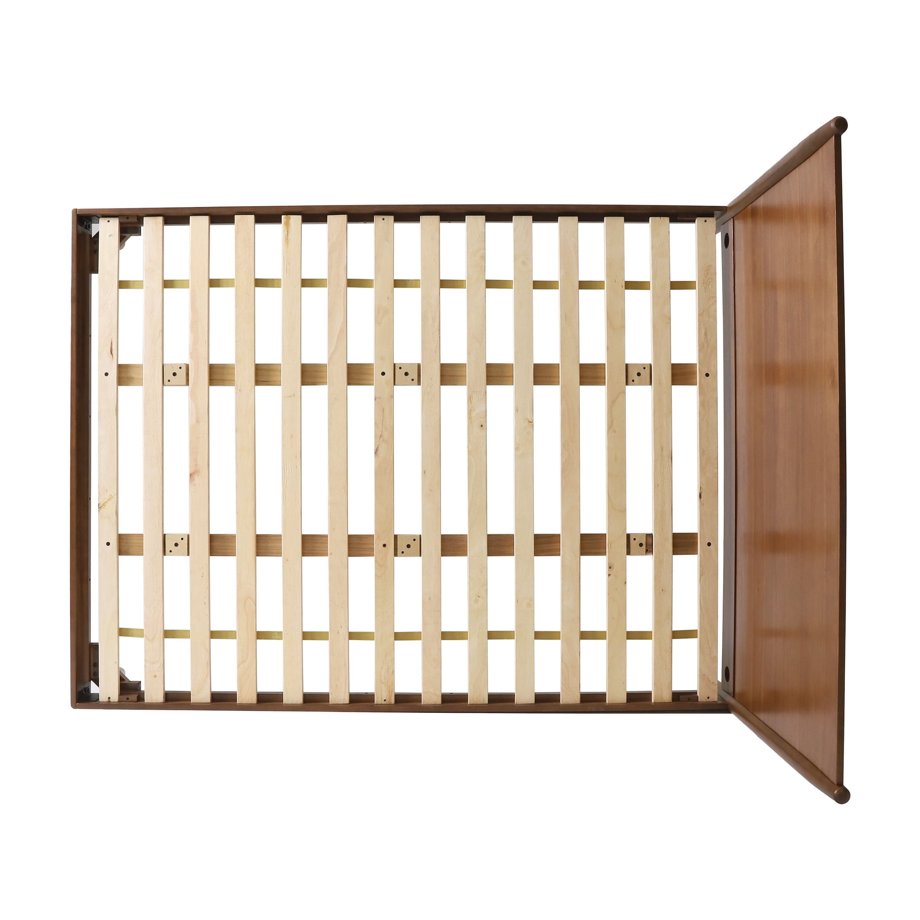 Mintazer King Platform Bed Frame, Mid-Century Bed with Panel Headboard & Splayed Legs, No Box Spring Required, Brown