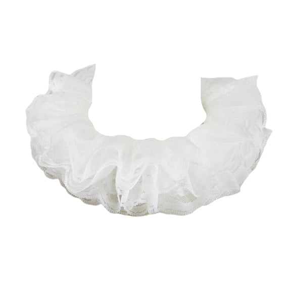 Ywmsfl Womens Elizabethan Neck Ruff Tulle Scarf Fancy Dress Layered White Floral Lace Detachable Fake Collar Victorian Halloween Cosplay Costume