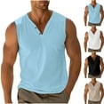 thumbnail image 6 of Chiccall Mens Summer Tops Solid Lightweight Breathable Button Sleeveless Tank Tops Casual Holiday Beach Shirts for Men, 6 of 6