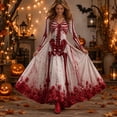 thumbnail image 2 of Meltox Women's Halloween Gothic Maxi Dress V Neck Long Sleeve Fit and Flare Floor Length Party Elegant Vintage Dress for Women Red M, 2 of 8
